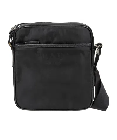 Prada Logo Shoulder Bag In Black