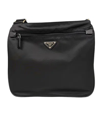 Prada Logo Shoulder Bag In Black
