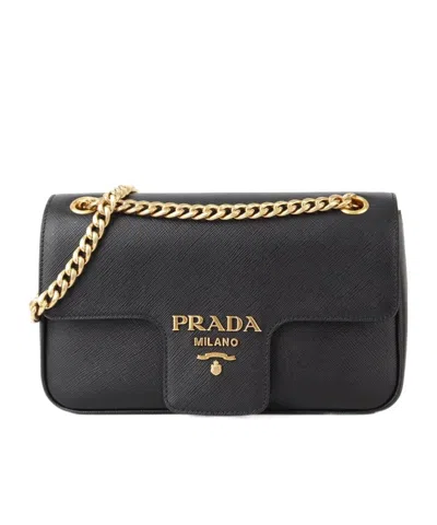 Prada Logo Shoulder Bag In Black