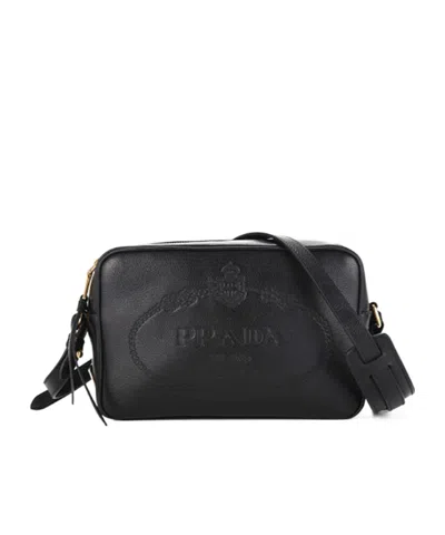 Prada Logo Shoulder Bag In Black