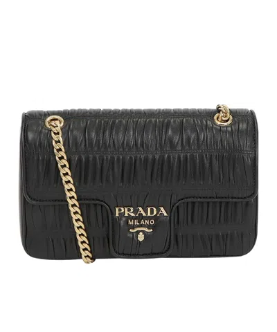 Prada Logo Shoulder Bag In Black