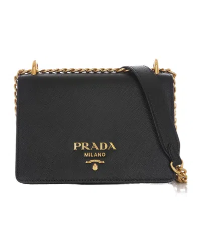 Prada Logo Shoulder Bag In Black