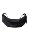 Prada Demi-lune Large Leather Shoulder Bags In Black
