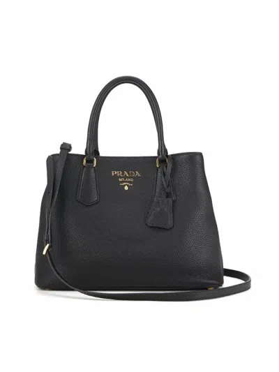 Prada Logo Shoulder Bag In Black