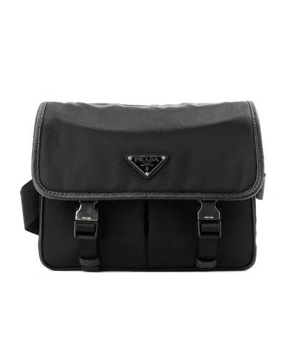 Prada Logo Shoulder Bag In Black