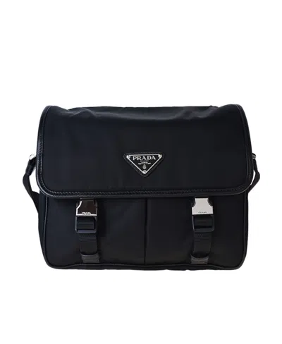 Prada Logo Shoulder Bag In Black