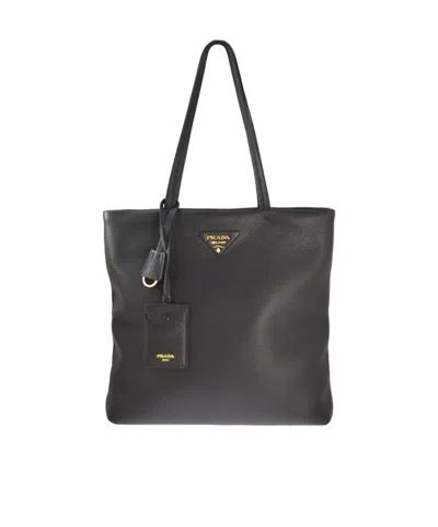 Prada Logo Shoulder Bag In Black