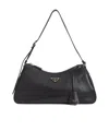 Prada Shoulder Bag Smooth Finish Adjustable Strap In Black