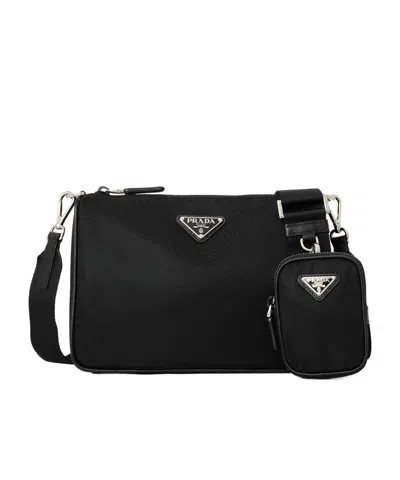Prada Logo Shoulder Bag In Black