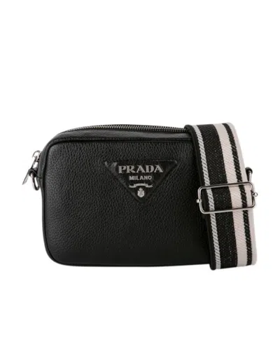 Prada Logo Shoulder Bag In Black
