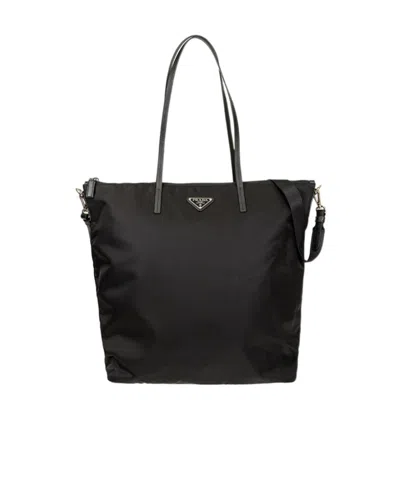 Prada Logo Shoulder Bag In Black