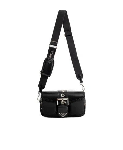 Prada Logo Shoulder Bag In Black