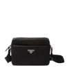 Prada Re-nylon And Saffiano Shoulder Bag In Black