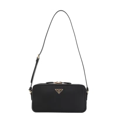 Prada Logo Shoulder Bag In Black