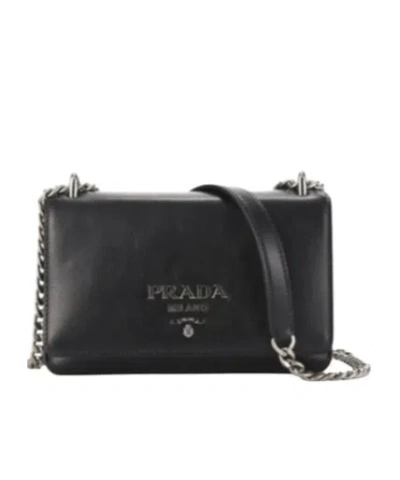 Prada Logo Shoulder Bag In Black