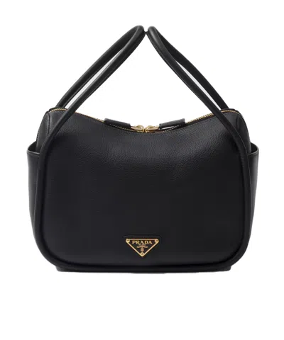 Prada Logo Shoulder Bag In Black