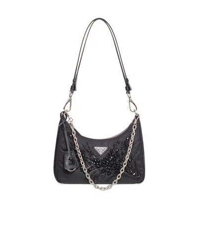 Prada Logo Shoulder Bag In Black