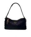 Prada Aimee Large Re-nylon And Leather Shoulder Bag With Padlock In Black