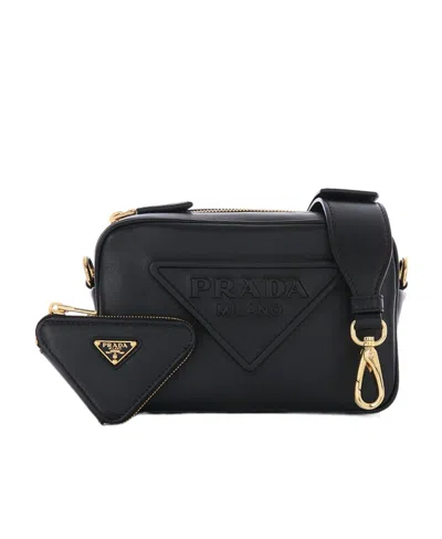 Prada Logo Shoulder Bag In Black