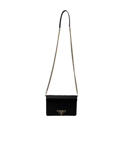 Prada Logo Shoulder Bag In Black