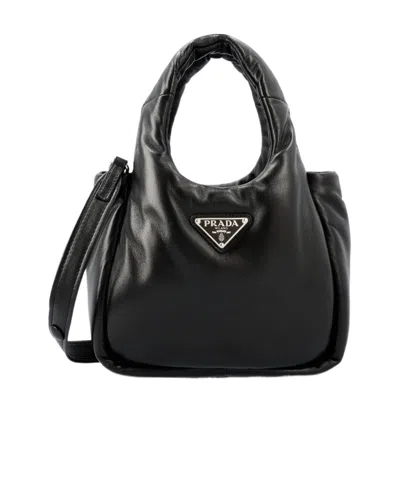 Prada Logo Shoulder Bag In Black