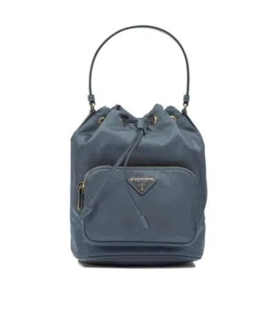 PRADA PRADA LOGO PLAQUE DRAWSTRING BUCKET BAG