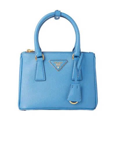 Prada Logo Shoulder Bag In Blue