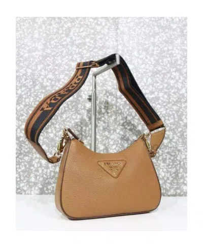 Prada Logo Shoulder Bag In Brown