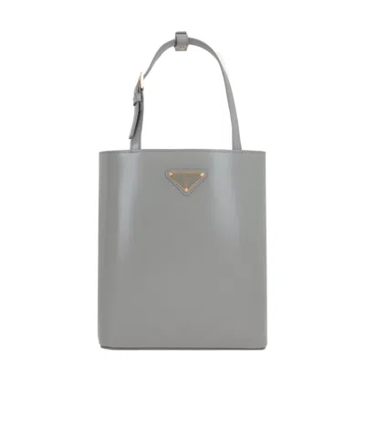 Prada Logo Shoulder Bag In Gray
