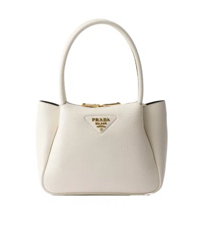 Prada Small Leather Top-handle Bag In White
