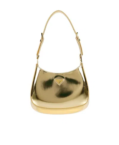 Prada Logo Shoulder Bag In Nude