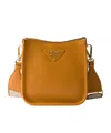 Prada Leather Mini Shoulder Bag In Orange