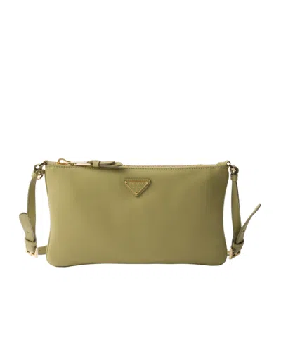 Prada Medium Leather Top-handle Bag With Padlock In Pistachio Green