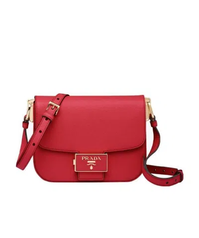 Prada Logo Shoulder Bag In Red