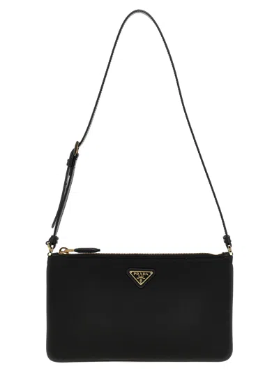 Prada Logo Shoulder Bag Shoulder Bags Black