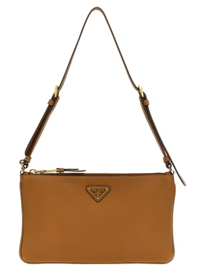 Prada Logo Shoulder Bag Shoulder Bags Brown