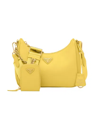 Prada Logo Shoulder Bag In Yellow