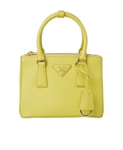 Prada Logo Shoulder Bag In Yellow