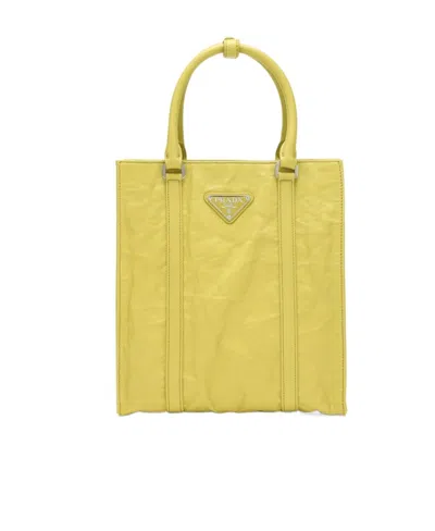 Prada Logo Shoulder Bag In Yellow