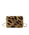 Prada Logo Shoulder Card Bag In Brown