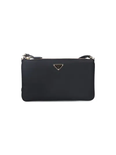 Prada Logo Shoulder Pouch In Black