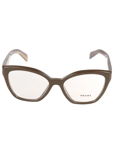Prada Logo Sided Cat Eye Glasses In Orange