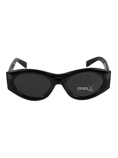 Prada Logo Sided Cat-eye Sunglasses In Black