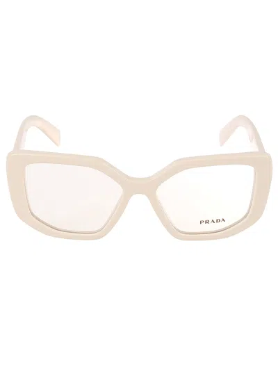 Prada Logo Sided Glasses In Neutral