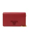 Prada Logo Sign Chain Shoulder Bag In Red
