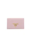 Prada Logo-plaque Foldover Cardholder In Pink