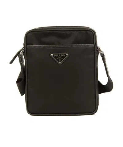 Prada Logo Sign Shoulder Bag In Black