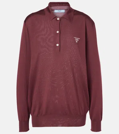 PRADA LOGO SILK POLO SHIRT
