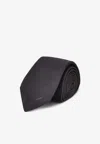Prada Black Silk Tie With Logo Men In Black