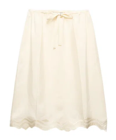 PRADA EMBROIDERED SILK HABUTAI SKIRT